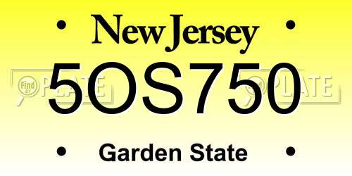 5OS750 New Jersey License Plate