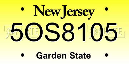 5OS8105 New Jersey License Plate