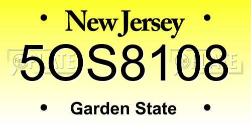 5OS8108 New Jersey License Plate