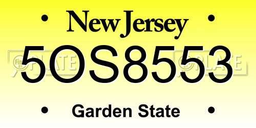 5OS8553 New Jersey License Plate