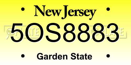5OS8883 New Jersey License Plate