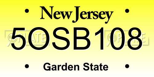 5OSB108 New Jersey License Plate
