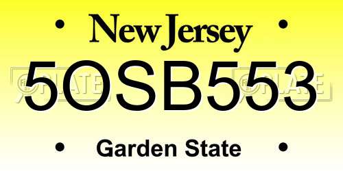5OSB553 New Jersey License Plate