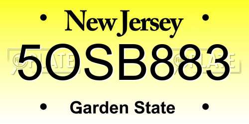 5OSB883 New Jersey License Plate