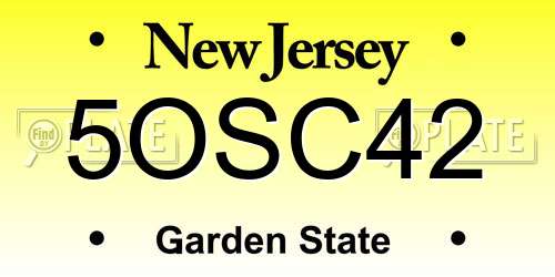 5OSC42 New Jersey License Plate