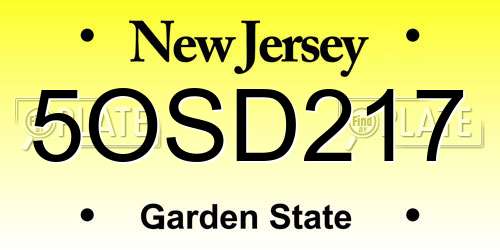 5OSD217 New Jersey License Plate