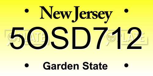 5OSD712 New Jersey License Plate