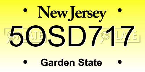 5OSD717 New Jersey License Plate
