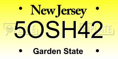 5OSH42 New Jersey License Plate
