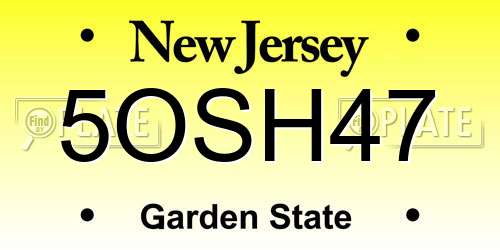 5OSH47 New Jersey License Plate
