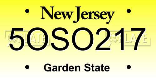 5OSO217 New Jersey License Plate