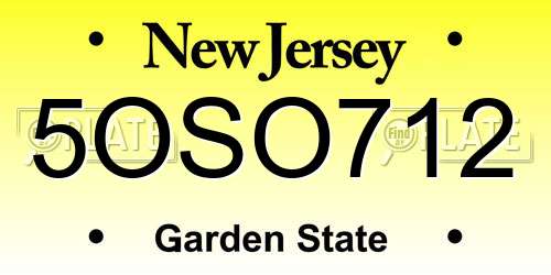 5OSO712 New Jersey License Plate