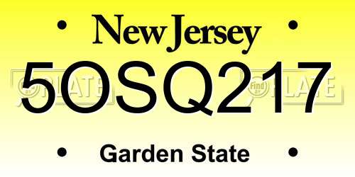 5OSQ217 New Jersey License Plate