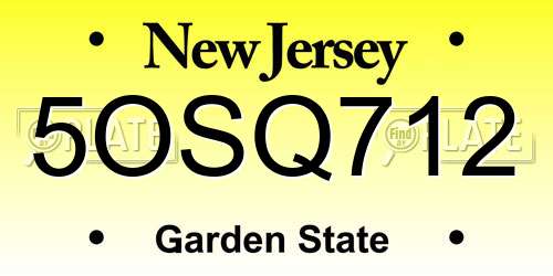5OSQ712 New Jersey License Plate