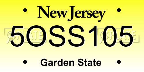 5OSS105 New Jersey License Plate