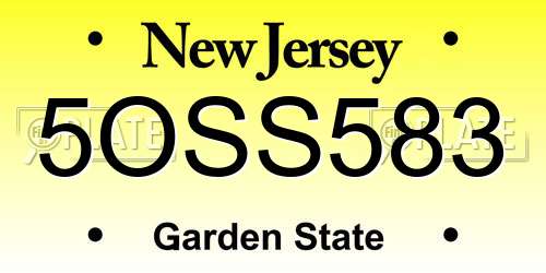5OSS583 New Jersey License Plate