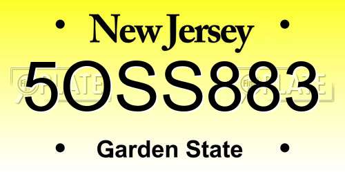 5OSS883 New Jersey License Plate