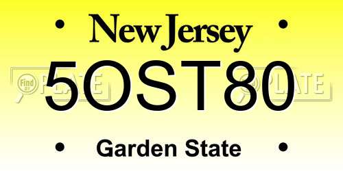 5OST80 New Jersey License Plate