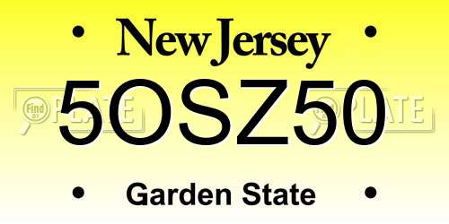 5OSZ50 New Jersey License Plate