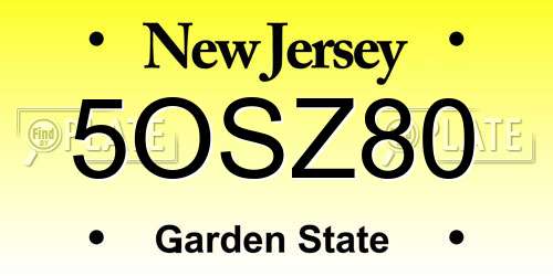 5OSZ80 New Jersey License Plate