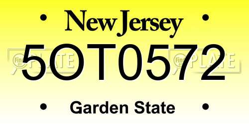 5OT0572 New Jersey License Plate