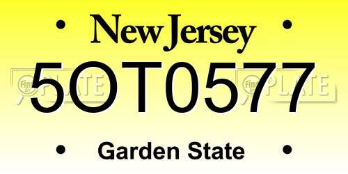 5OT0577 New Jersey License Plate