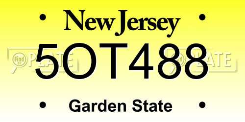 5OT488 New Jersey License Plate