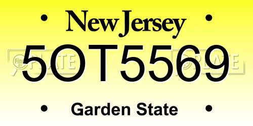 5OT5569 New Jersey License Plate