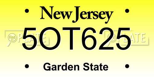 5OT625 New Jersey License Plate