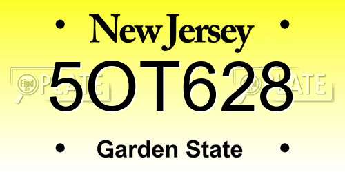 5OT628 New Jersey License Plate