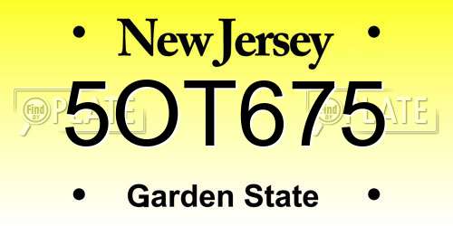 5OT675 New Jersey License Plate
