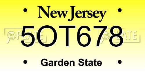 5OT678 New Jersey License Plate