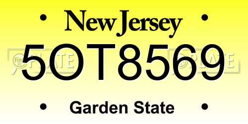 5OT8569 New Jersey License Plate