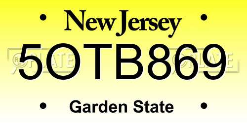 5OTB869 New Jersey License Plate
