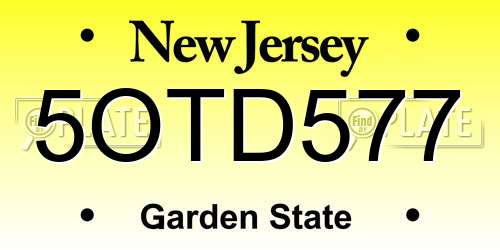5OTD577 New Jersey License Plate