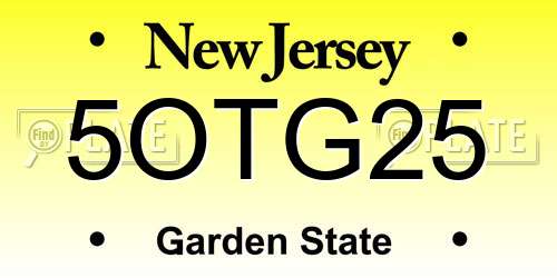 5OTG25 New Jersey License Plate
