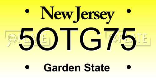5OTG75 New Jersey License Plate