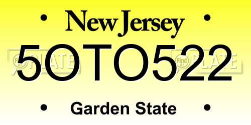 5OTO522 New Jersey License Plate