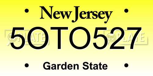 5OTO527 New Jersey License Plate