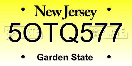 5OTQ577 New Jersey License Plate