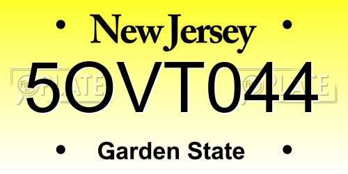 5OVT044 New Jersey License Plate