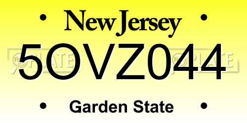 5OVZ044 New Jersey License Plate