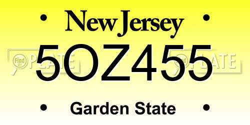 5OZ455 New Jersey License Plate
