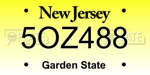 5OZ488 New Jersey License Plate