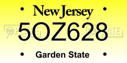 5OZ628 New Jersey License Plate