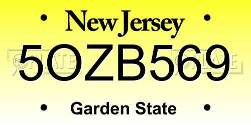 5OZB569 New Jersey License Plate