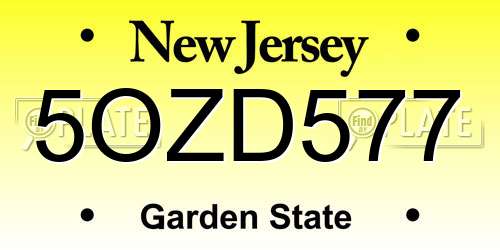 5OZD577 New Jersey License Plate