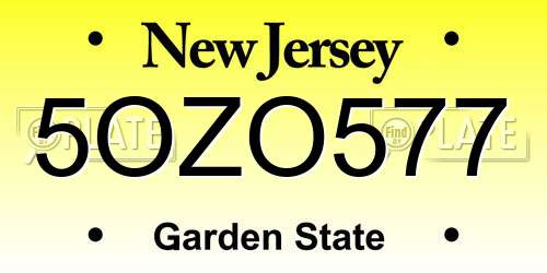 5OZO577 New Jersey License Plate