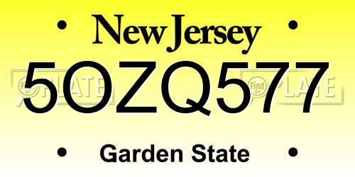 5OZQ577 New Jersey License Plate