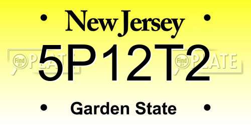 5P12T2 New Jersey License Plate